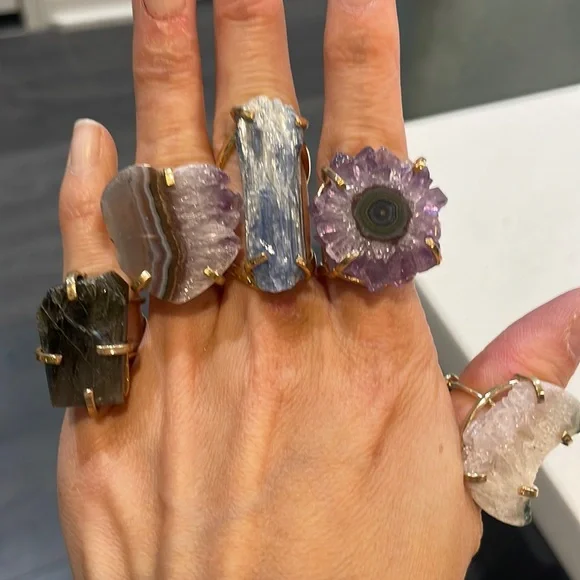 RESERVED - 3 CRYSTAL RING BUNDLE - Picture 1 of 7